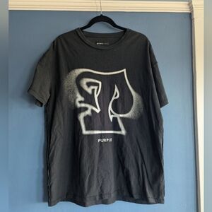 Purple Brand Mens Spray P Logo Graphic T-Shirt Black SS2301TOP Size L